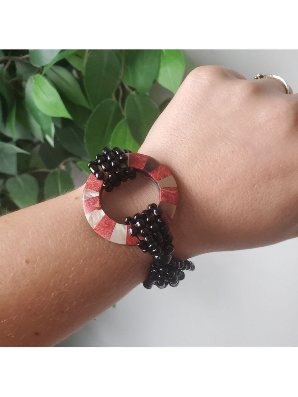Red and Black Beaded Bracelet Elegant 3 For $30